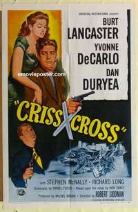 n449 CRISS CROSS one-sheet movie poster R58 Burt Lancaster film noir!