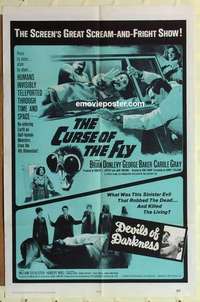n458 CURSE OF THE FLY/DEVILS OF DARKNESS one-sheet movie poster '65 horror