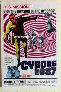n463 CYBORG 2087 one-sheet movie poster '66 Michael Rennie, sci-fi!