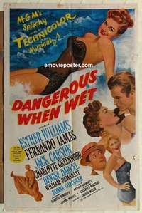 n467 DANGEROUS WHEN WET one-sheet movie poster '53 Esther Williams