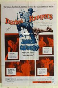 n469 DARBY'S RANGERS signed one-sheet movie poster '58 James Garner, WWII