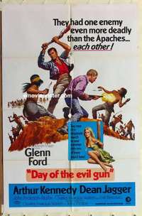 n478 DAY OF THE EVIL GUN one-sheet movie poster '68 Glenn Ford, Kennedy