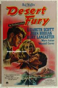 n501 DESERT FURY one-sheet movie poster '47 Burt Lancaster, Liz Scott