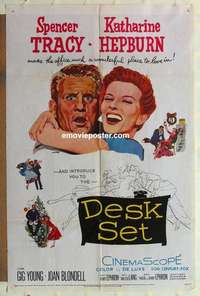 n502 DESK SET one-sheet movie poster '57 Spencer Tracy, Kate Hepburn