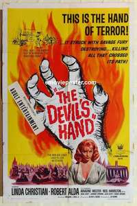 n508 DEVIL'S HAND one-sheet movie poster '61 wild voodoo horror!