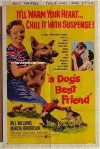 n528 DOG'S BEST FRIEND one-sheet movie poster '59 boy & his dog adventure!