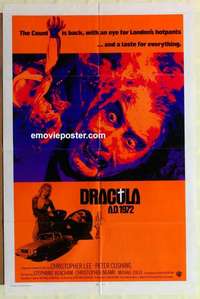 n547 DRACULA AD 1972 int'l one-sheet movie poster '72 Hammer, Peter Cushing