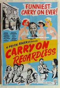 n312 CARRY ON REGARDLESS English one-sheet movie poster '63 English sex!