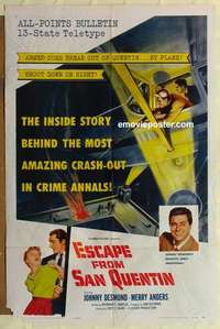 n594 ESCAPE FROM SAN QUENTIN one-sheet movie poster '57 Merry Anders