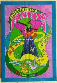 n623 FANTASIA one-sheet movie poster R70 wild psychedelic artwork image!