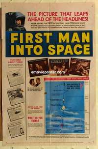 n662 FIRST MAN INTO SPACE one-sheet movie poster '59 dangerous & daring!