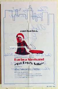 n689 FOR PETE'S SAKE one-sheet movie poster '74 zany Barbra Streisand!
