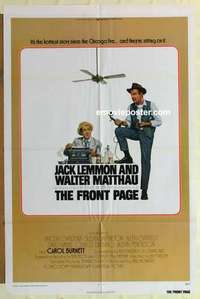 n735 FRONT PAGE one-sheet movie poster '75 Jack Lemmon, Walter Matthau