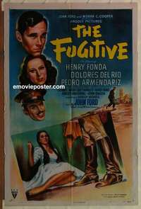 n738 FUGITIVE one-sheet movie poster '47 John Ford, Henry Fonda
