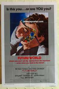 n743 FUTUREWORLD one-sheet movie poster '76 Peter Fonda, Yul Brynner