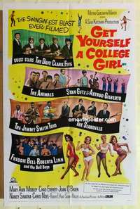 n760 GET YOURSELF A COLLEGE GIRL one-sheet movie poster '64 rock&roll!