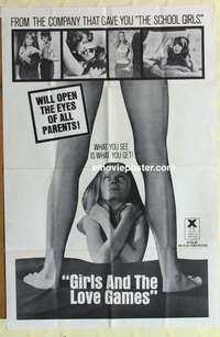 n786 GIRLS & THE LOVE GAMES one-sheet movie poster '60s wild sexy image!