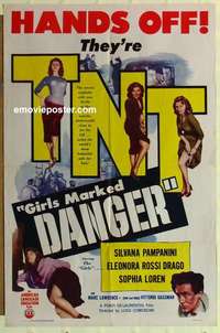 n787 GIRLS MARKED FOR DANGER one-sheet movie poster '53 Sophia Loren
