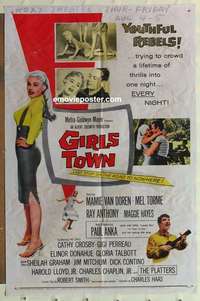 n789 GIRLS TOWN one-sheet movie poster '59 Mamie Van Doren, Mel Torme