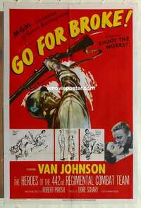 n797 GO FOR BROKE one-sheet movie poster '51 Van Johnson, World War II