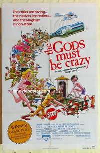 n806 GODS MUST BE CRAZY one-sheet movie poster '82 Jamie Uys comedy!