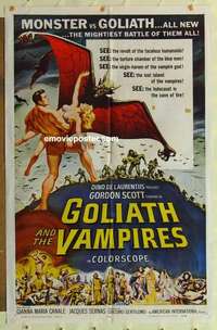 n820 GOLIATH & THE VAMPIRES one-sheet movie poster '64 Gordon Scott