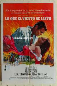 n822 GONE WITH THE WIND Spanish/U.S. one-sheet movie poster R67 Clark Gable, Leigh