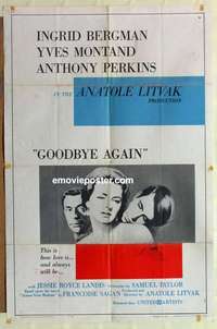 n824 GOODBYE AGAIN one-sheet movie poster '61 Ingrid Bergman, Montand