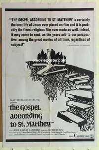 n829 GOSPEL ACCORDING TO ST MATTHEW one-sheet movie poster '66 Pasolini