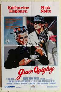 n830 GRACE QUIGLEY video one-sheet movie poster '85 Kate Hepburn, Nick Nolte