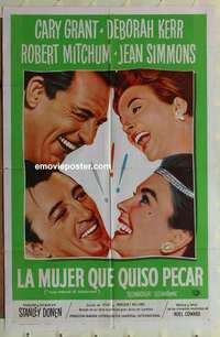 n834 GRASS IS GREENER Spanish/U.S. one-sheet movie poster '61 Cary Grant, Kerr