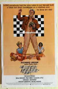n838 GREASED LIGHTNING one-sheet movie poster '77 Noble car racing art!