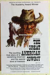 n840 GREAT AMERICAN COWBOY one-sheet movie poster '74 Larry Mahan