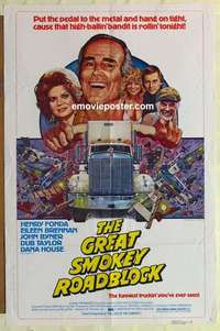 n846 GREAT SMOKEY ROADBLOCK one-sheet movie poster '76 truckin' Henry Fonda