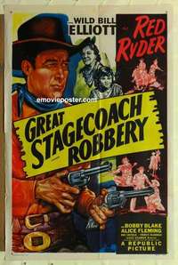 n847 GREAT STAGECOACH ROBBERY one-sheet movie poster R49 Elliot as Red Ryder