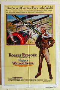 n849 GREAT WALDO PEPPER one-sheet movie poster '75 pilot Robert Redford!