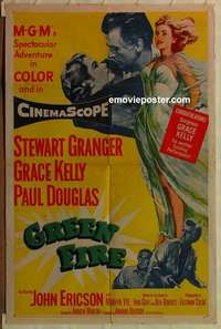 n855 GREEN FIRE one-sheet movie poster '54 Grace Kelly, Stewart Granger