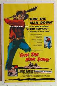 n866 GUN THE MAN DOWN one-sheet movie poster '56 James Arness