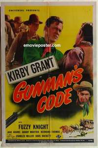 n869 GUNMAN'S CODE signed one-sheet movie poster '46 Jane Adams