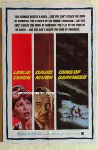 n871 GUNS OF DARKNESS one-sheet movie poster '62 Leslie Caron, Niven