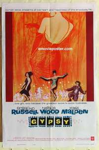 n876 GYPSY one-sheet movie poster '62 Rosalind Russell, Natalie Wood