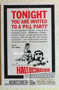 n884 HALLUCINATION GENERATION one-sheet movie poster '67 pill party, drugs!