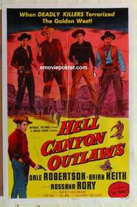 n922 HELL CANYON OUTLAWS one-sheet movie poster '57 Dale Robertson, Keith