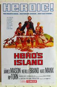 n939 HERO'S ISLAND one-sheet movie poster '62 James Mason, Brand