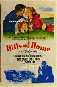 n955 HILLS OF HOME one-sheet movie poster '48 Lassie, Janet Leigh, Gwenn