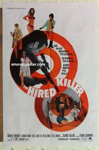 n956 HIRED KILLER one-sheet movie poster '67 Robert Webber, Franco Nero