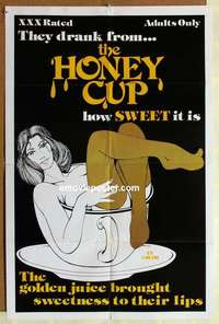 n966 HONEY CUP one-sheet movie poster '77 super sexy girl-in-cup artwork!