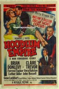 n973 HOODLUM EMPIRE one-sheet movie poster '52 Donlevy, Trevor, noir!