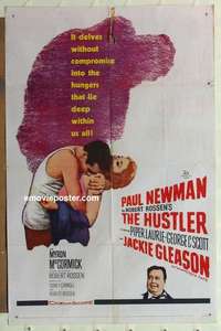 p024 HUSTLER one-sheet movie poster '61 Paul Newman, Jackie Gleason