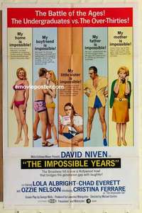 p057 IMPOSSIBLE YEARS one-sheet movie poster '68 David Niven, Ferrare